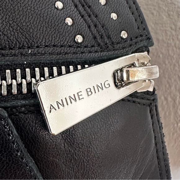 Anine Bing Bianca Leather Stud Black Ankle Boots EU38 - Picture 10 of 11